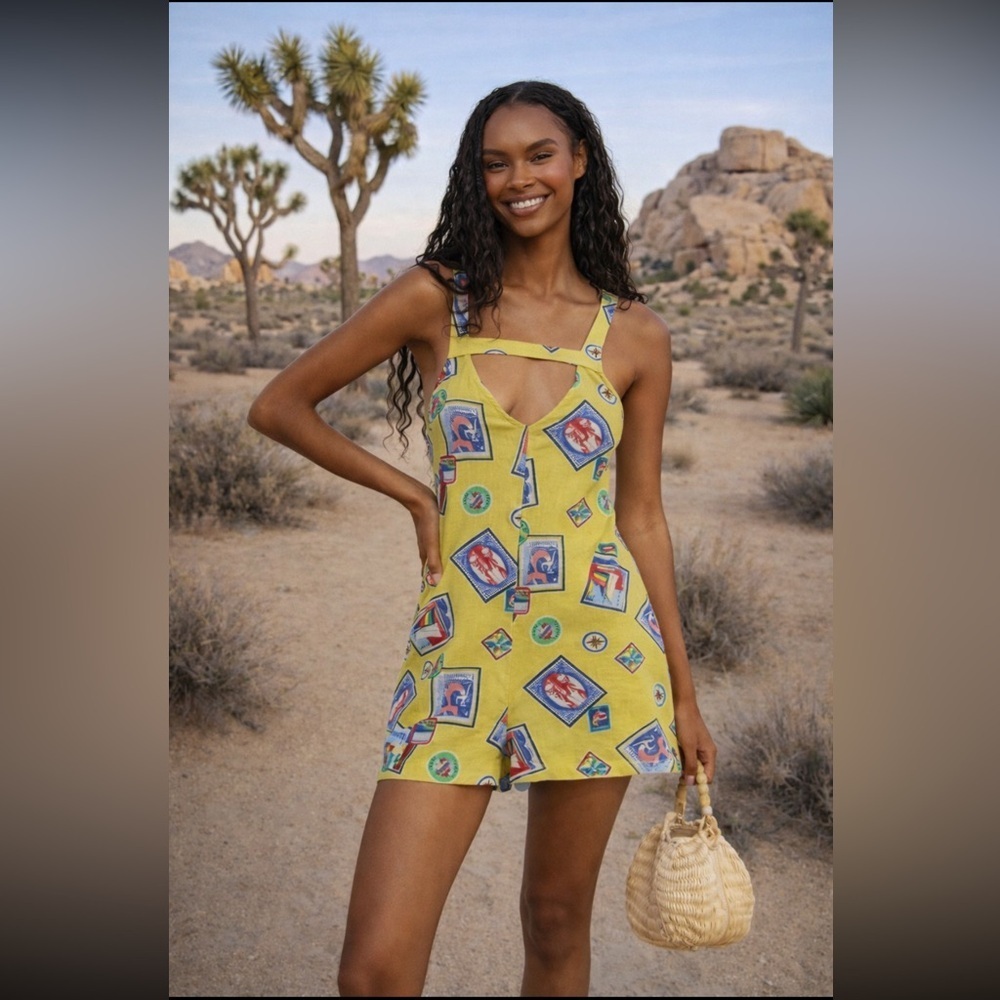 Anthropologie NWT Celandine Linen-Blend
Scarf Playsuit size M.